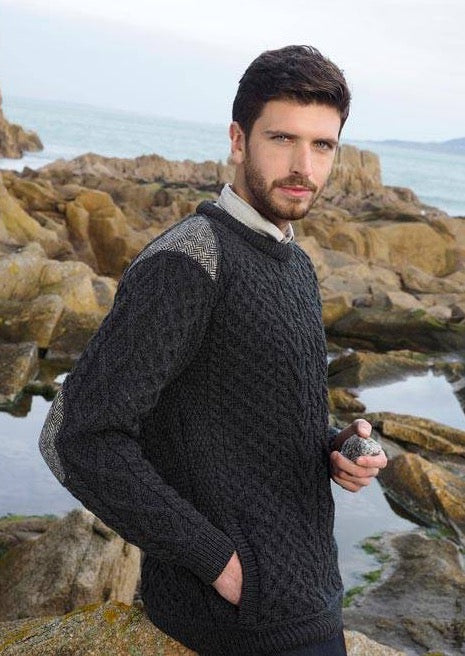 Aran Crafts Crew Neck Tweed Sweater