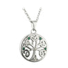 Rhodium Crystal Tree Of Life Pendant