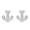 Anchor Stud Earrings Encrusted with White Swarovski® Crystal