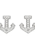 Anchor Stud Earrings Encrusted with White Swarovski Crystal