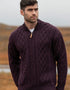 Aran Crafts Men's Half Zip Sweater | Plum