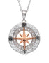 Rose Gold Compass Necklace With Aqua Swarovski® Crystals