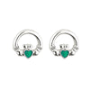 Solvar Rhodium Enamel Claddagh Stud Earrings S33535