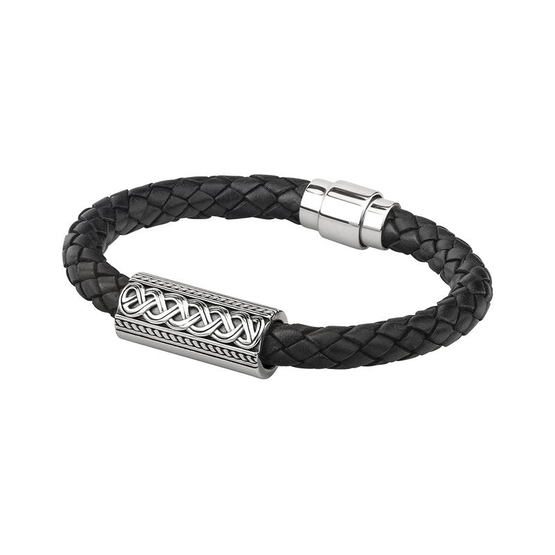 Silver Celtic Knot Leather Bracelet