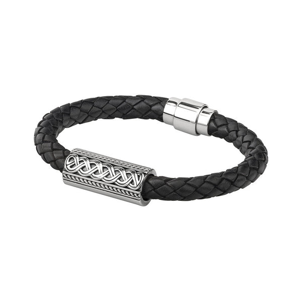 Silver Celtic Knot Leather Bracelet