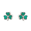 Solvar Rhodium Enamel Shamrock Stud Earrings S33386