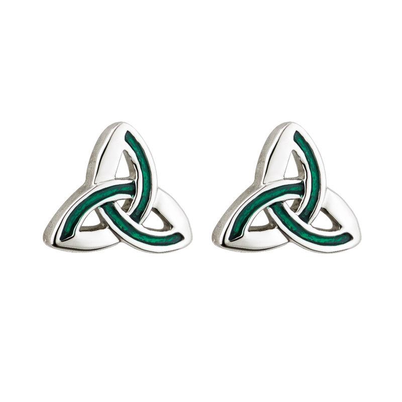 Solvar Rhodium Enamel Trinity Stud Earrings S33174