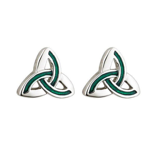 Solvar Rhodium Enamel Trinity Stud Earrings S33174