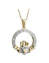 Pendentif Claddagh en or 10 carats et diamants