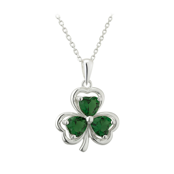 Green Crystal Shamrock Pendant