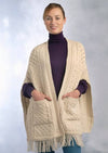 Aran Pattern Natural Pocket Shawl