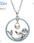Shanore Mermaid Pearl Pendant With Aquamarine Swarovski Crystals