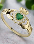 10k Gold Green Agate Claddagh Ring