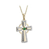 9K Diamond & Emerald Cross