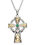 Silver Celtic Trinity Cross Set With Emerald And Diamond