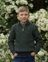 Boys Half Zip Aran Sweater | Green