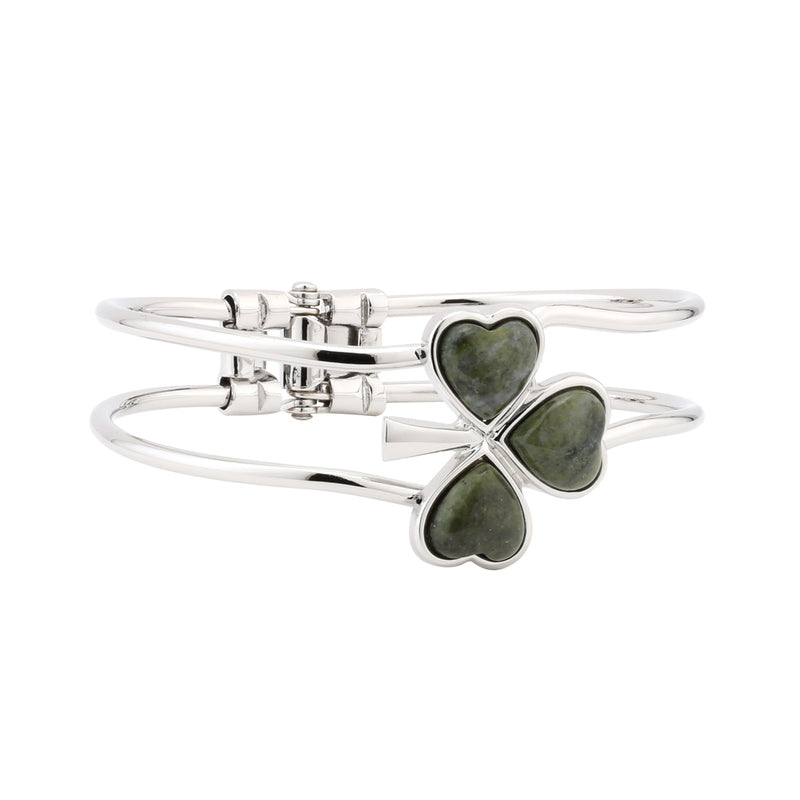 Solvar Rhodium Connemara Marble Shamrock Bangle s5784