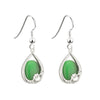 Solvar Rhodium Plated Green Cat Eye Claddagh Earrings S33331/G