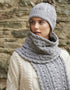 Chunky Cable Knit Aran Scarf - Soft Grey