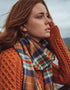 John Hanly Merino Scarf | Orange Navy Check