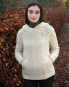 Aran Side Zip Hooded Cardigan