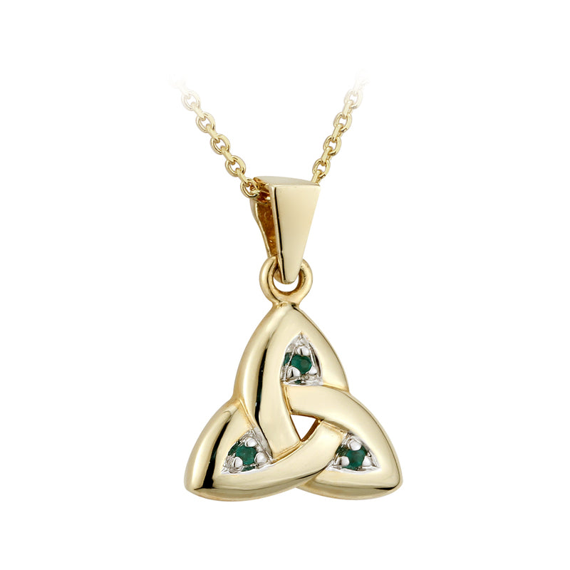 Solvar 14K Gold Emerald Trinity Knot Pendant S4715