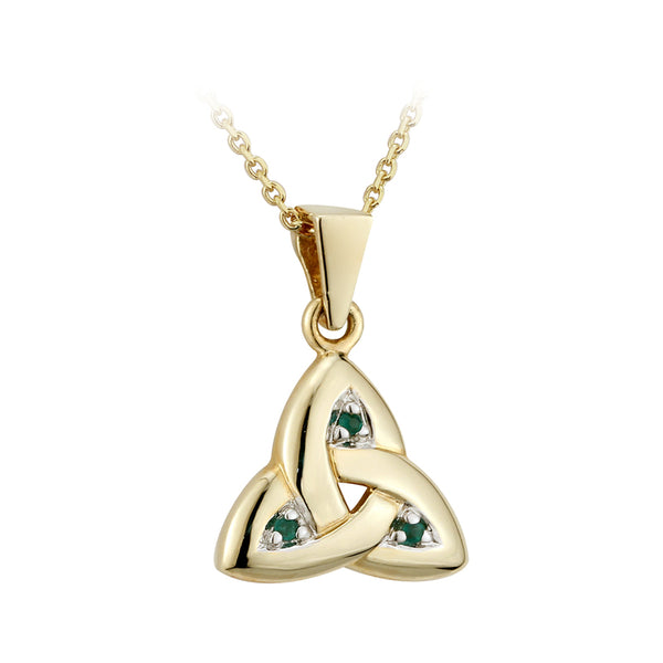 Solvar 14K Gold Emerald Trinity Knot Pendant S4715