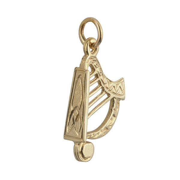 14k Gold Small Harp Charm
