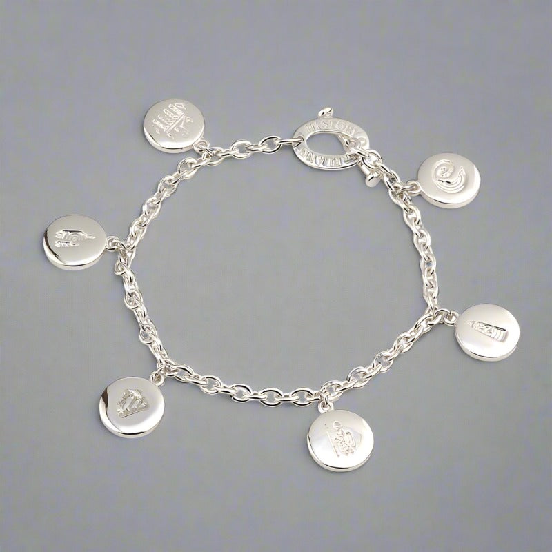 Solvar History of Ireland Silver Charm Bracelet s5558
