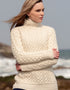 Aran Crafts Hearts High Neck Sweater | Natural