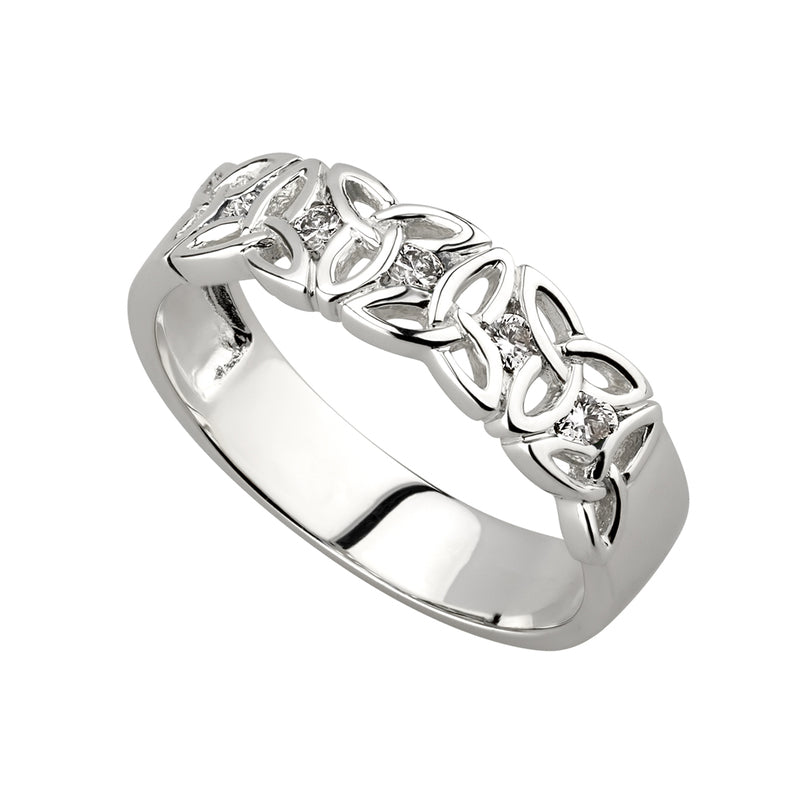 Solvar 14K White Gold Diamond Trinity Band S2720