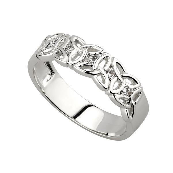 Solvar 14K White Gold Diamond Trinity Band S2720