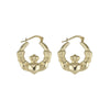 Solvar 9k Yellow Gold Small Claddagh Hoop Creole Earrings s3938