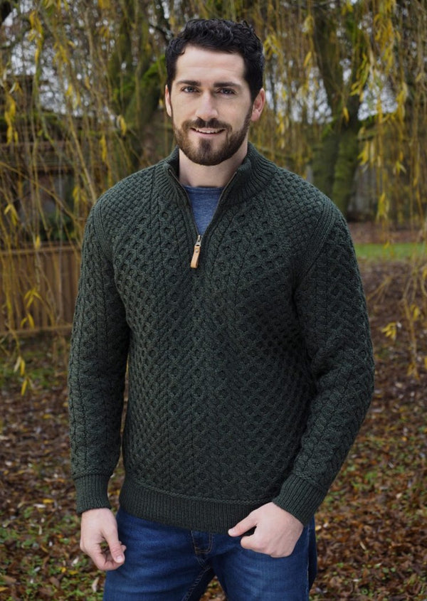 Aran Men's Half Zip Super Soft Sweater