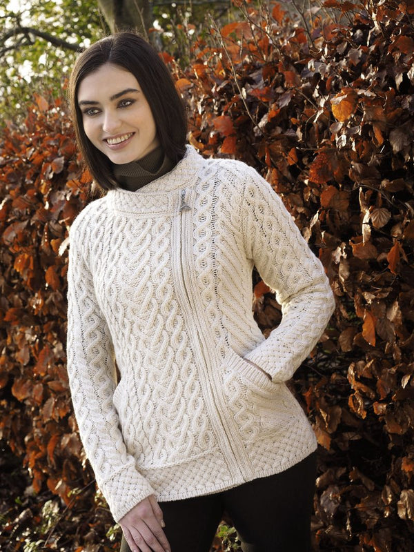 Aran Heart Design Zip Cardigan - Skellig Gift Store