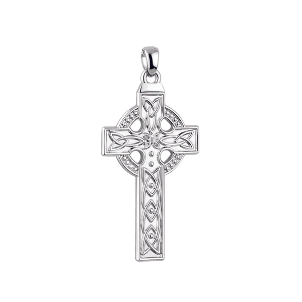 Solvar 14K White Gold Large Celtic Cross Charm S8814