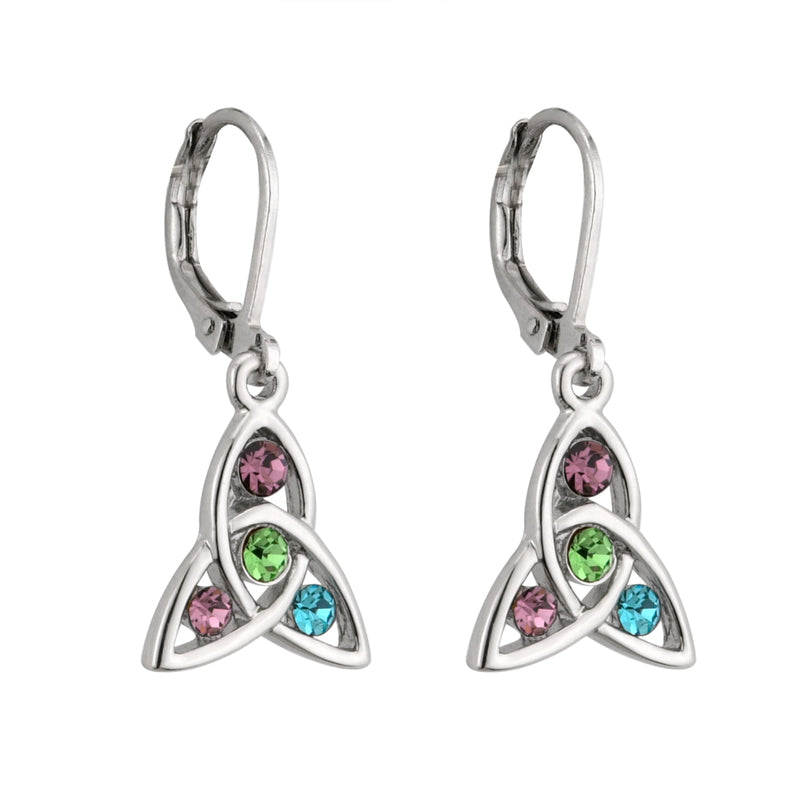 Solvar Rhodium Crystal Trinity Drop Earrings S33105