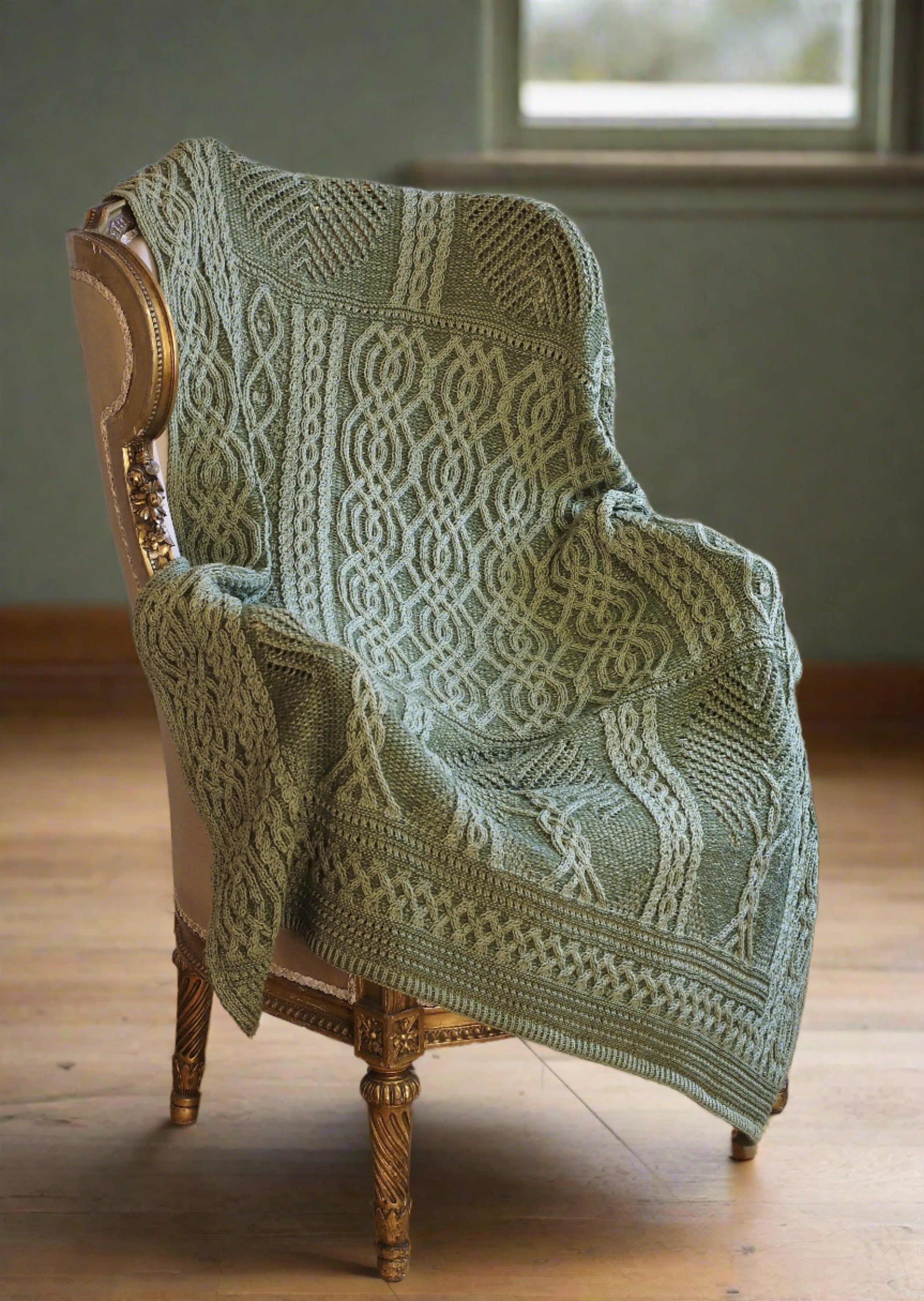 Aran Crafts Green Fairy Tree Merino Throw