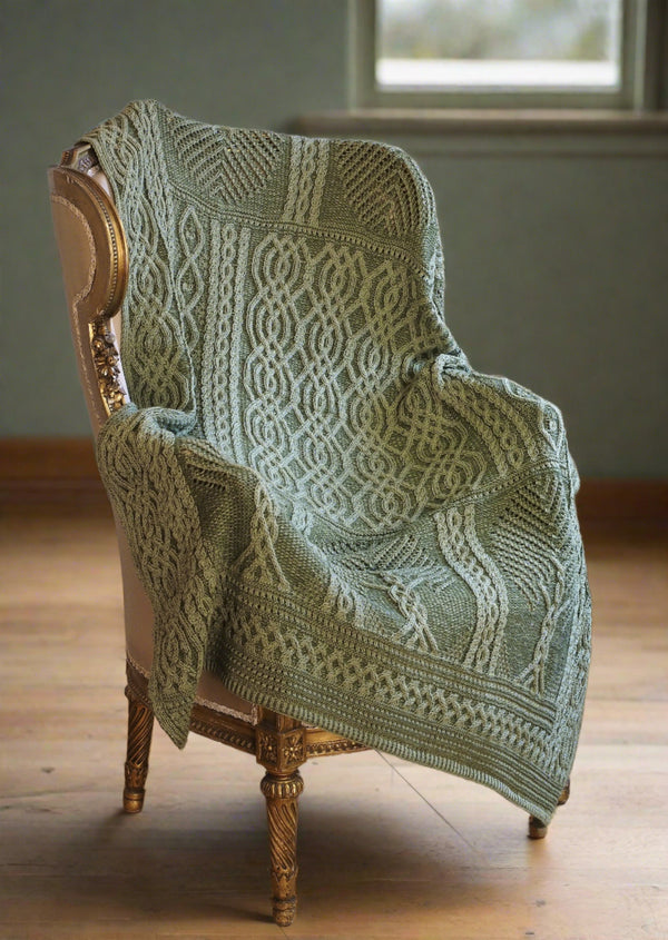 Aran Crafts Green Fairy Tree Merino Throw