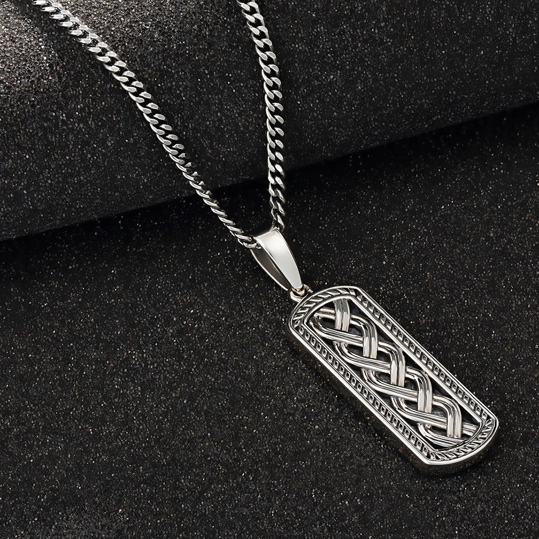 Solvar Sterling Silver Oxidised Celtic Ingot Pendant 