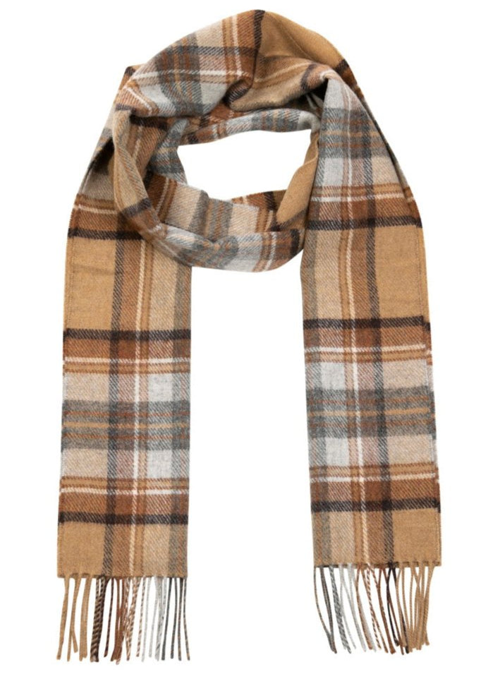 John Hanly Silver Grey Plaid Scarf