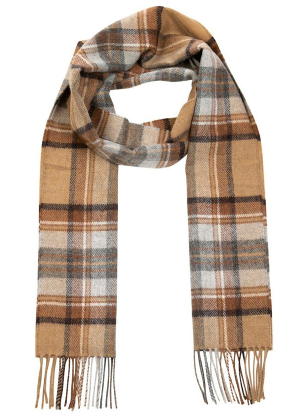 John Hanly Silver Grey Plaid Scarf