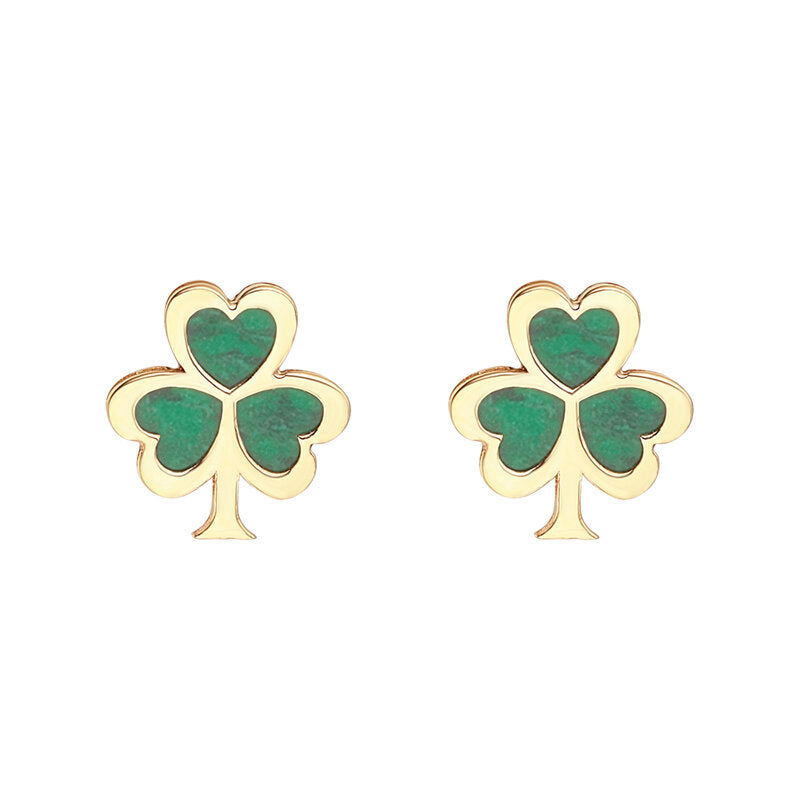 10K Malachite Shamrock Earrings