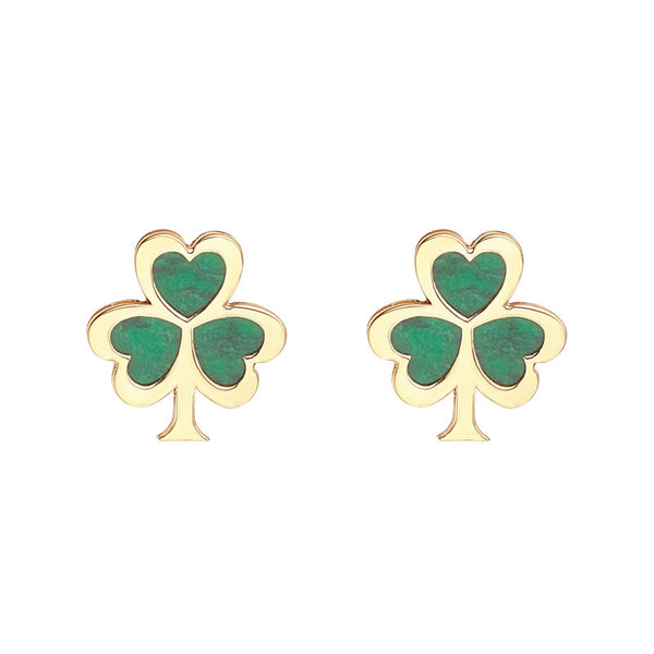 10K Malachite Shamrock Earrings