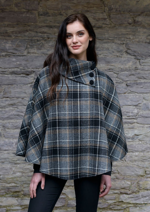 Mucros Black Gray Poncho