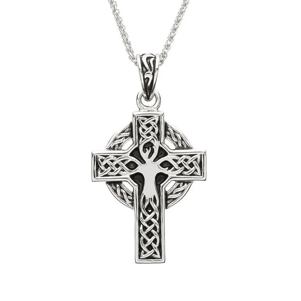 Sterling Silver Unisex Tree of Life Celtic Cross