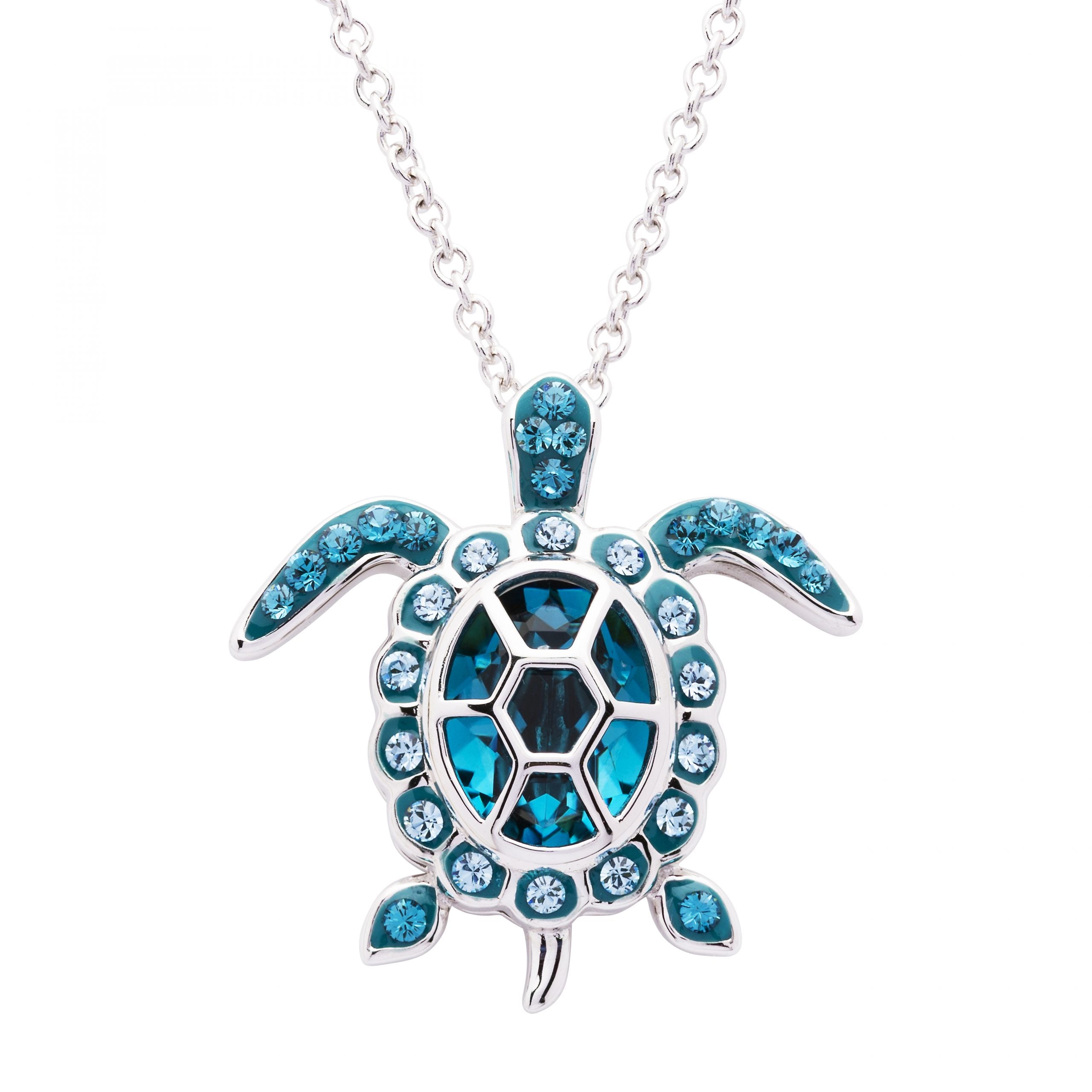 December Turtle Birthstone Pendant With Swarovski Crystals