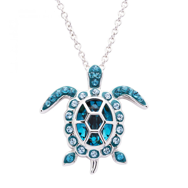 December Turtle Birthstone Pendant With Swarovski Crystals