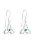 Sterling Silver Green Crystal Trinity Knot Drop Earrings