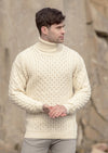 Aran Polo Neck Natural Sweater